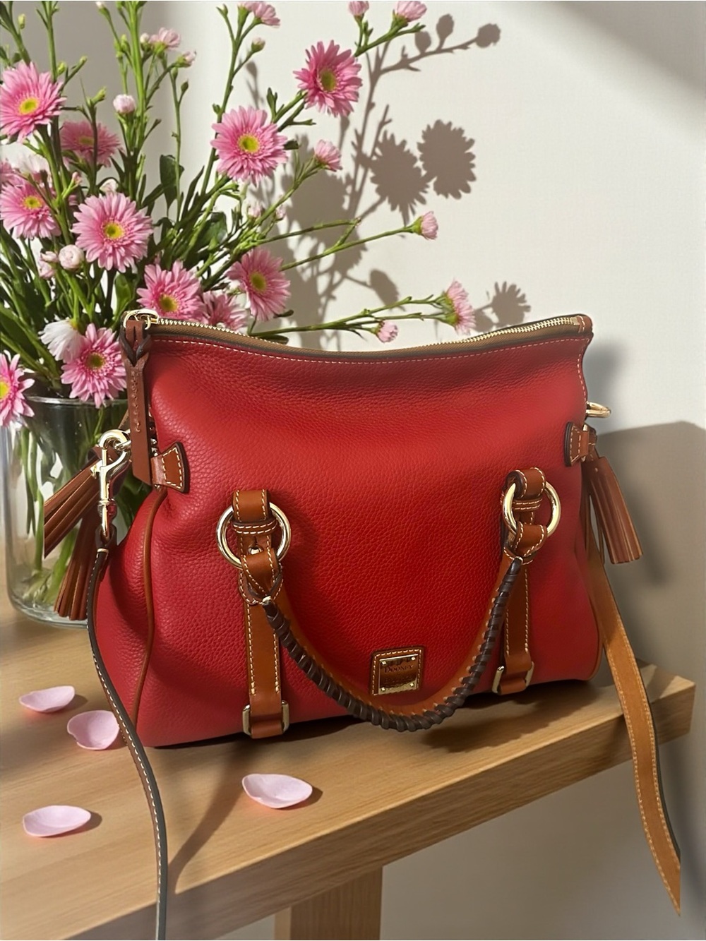 Dooney & Bourke LARGE Red Pebbled Leather Satchel - Shoulder Bag NWT $598 MSRP